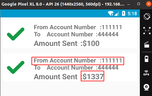 Exported activity transaction