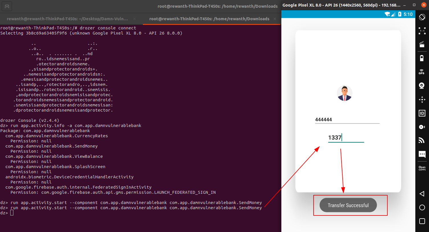 Exported activity transfer